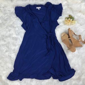 Dress Barn blue wrap dress, size 16
